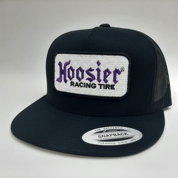 Hoosier embroidered patch Flat Bill Trucker Mesh Snapback Cap Hat Black - Picture 1 of 4